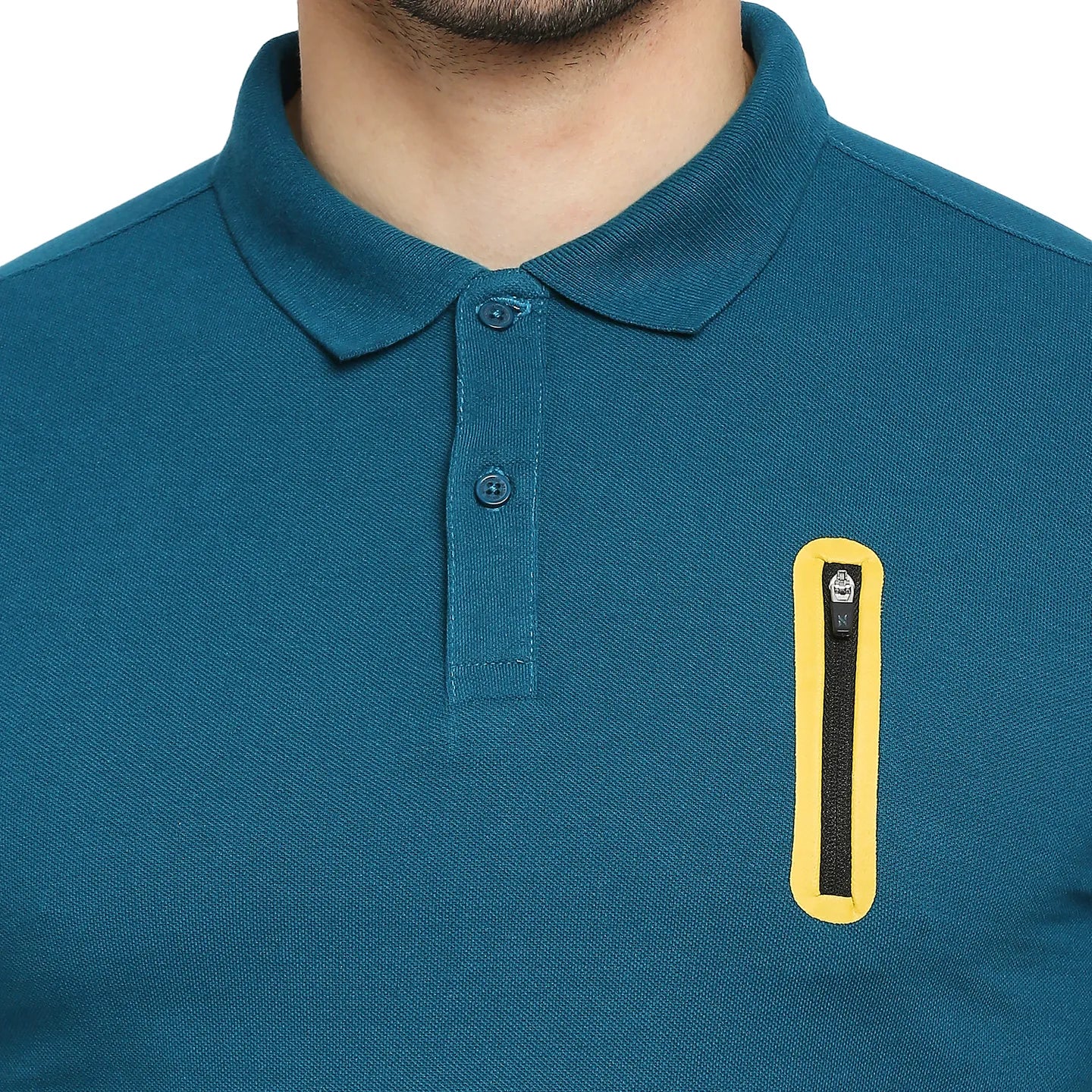Teal Regular Fit Men's Polo T-Shirt by Being Human Clothing - Image 5