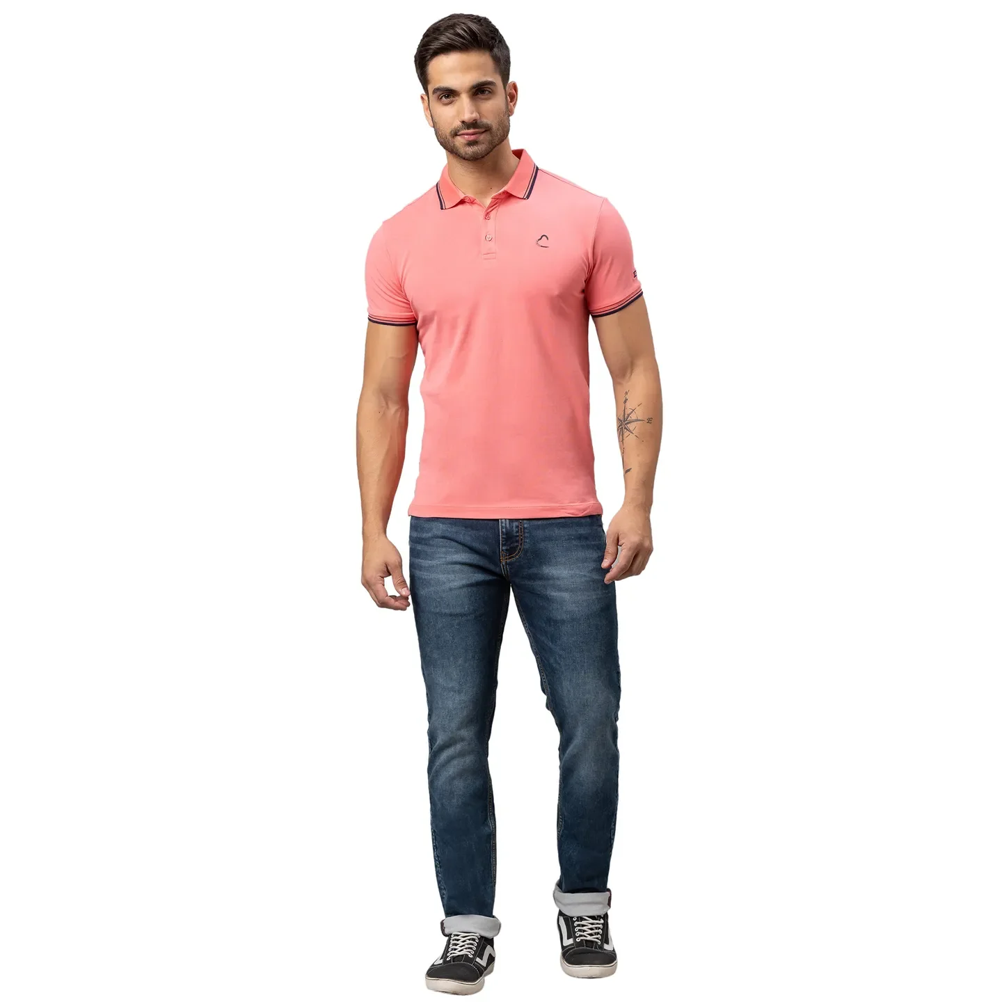 Pink Regular Fit Men's Polo T-shirt by Being Human Clothing - Image 2