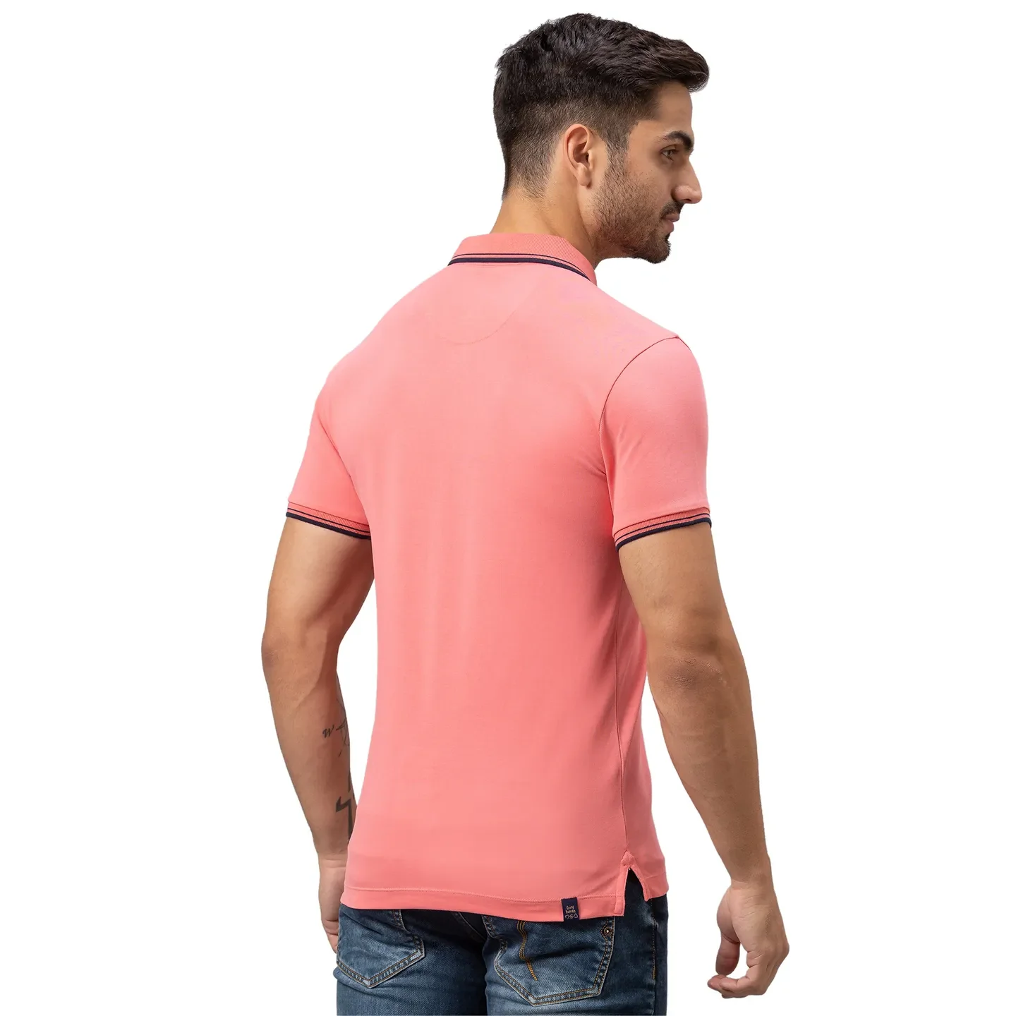 Pink Regular Fit Men's Polo T-shirt by Being Human Clothing - Image 3