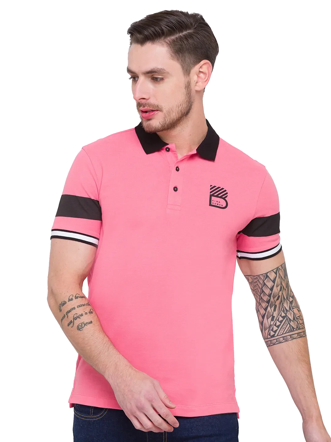 Red Regular Fit Men's Polo T-Shirt by Being Human Clothing