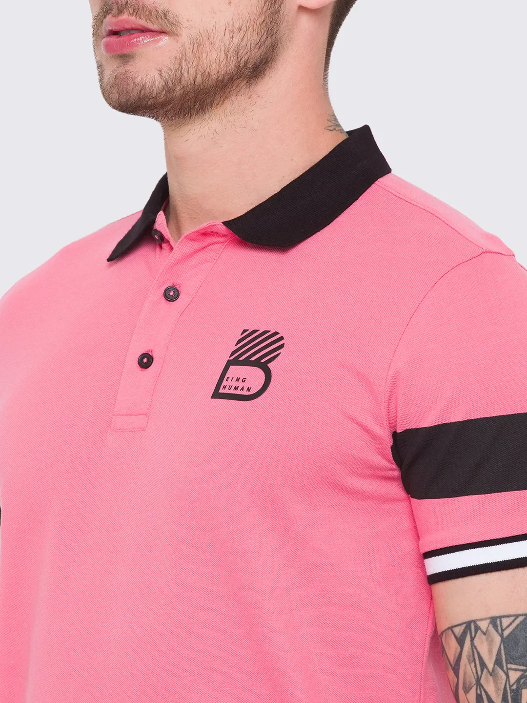 Red Regular Fit Men's Polo T-Shirt by Being Human Clothing - Image 5
