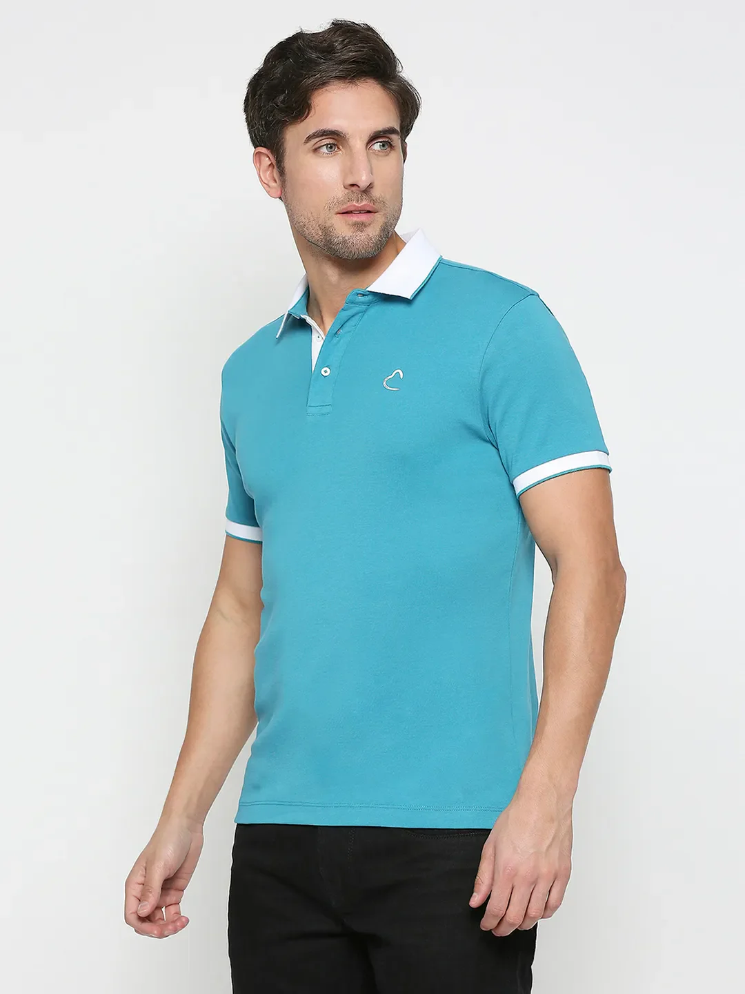 Blue Regular Fit Men's Polo T-shirt by Being Human Clothing - Image 2