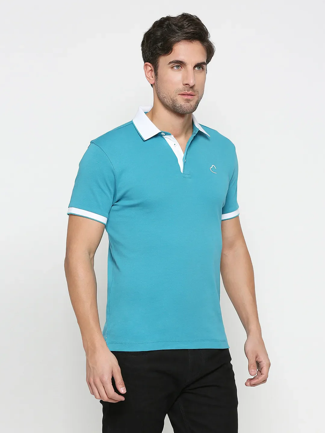 Blue Regular Fit Men's Polo T-shirt by Being Human Clothing - Image 3