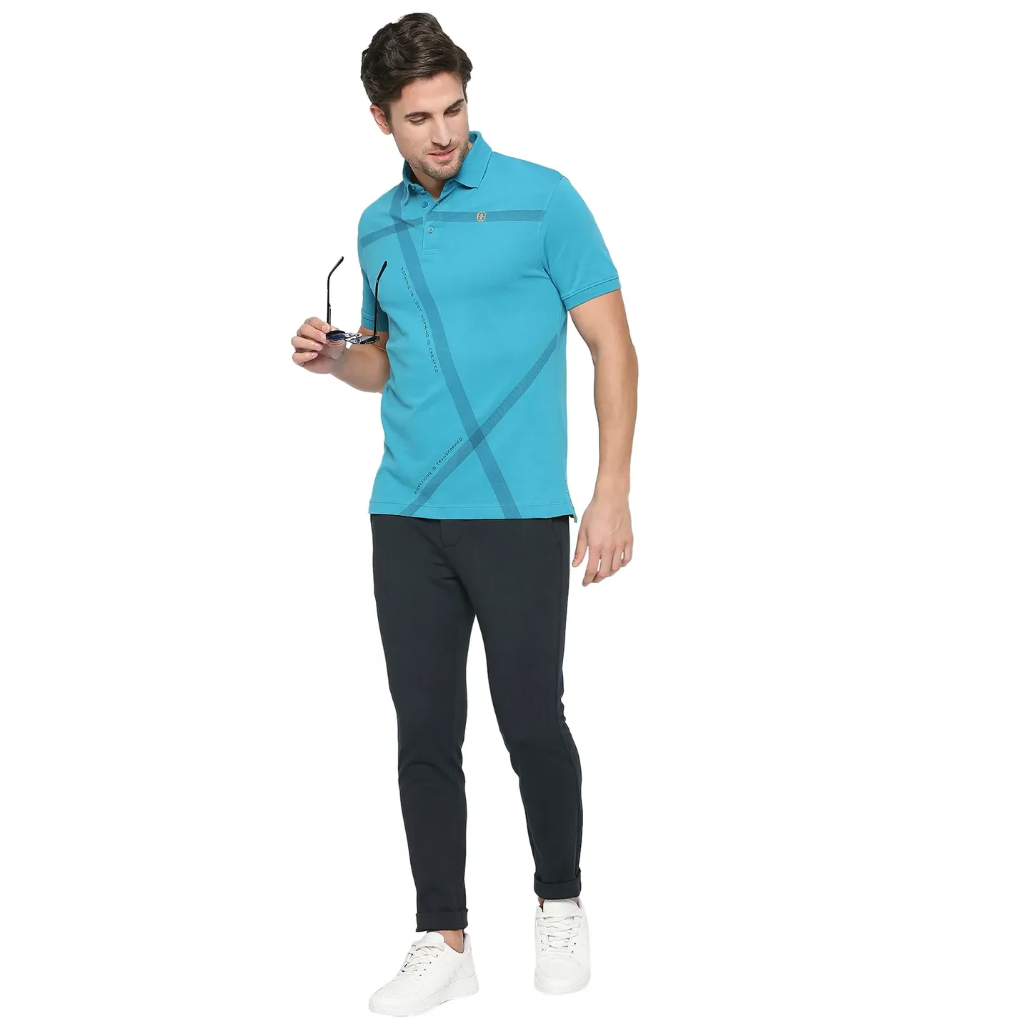 Blue Regular Fit Men's Polo T-Shirt by Being Human Clothing - Image 6