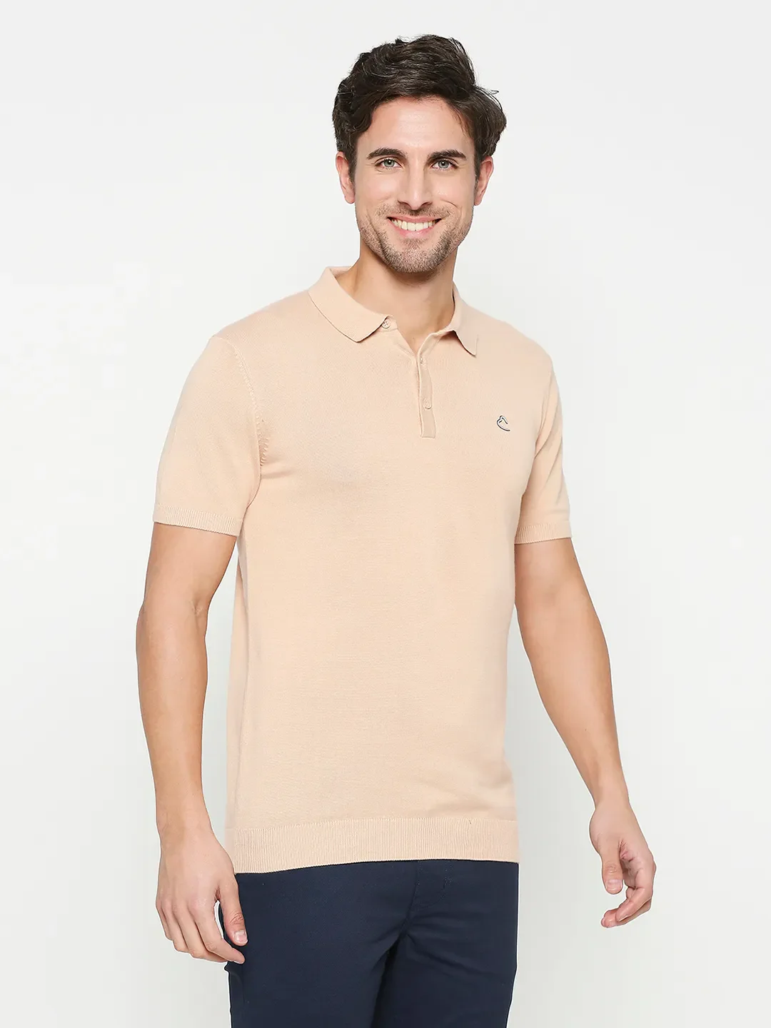 Off White Regular Fit Men's Polo T-shirt by Being Human Clothing - Image 3