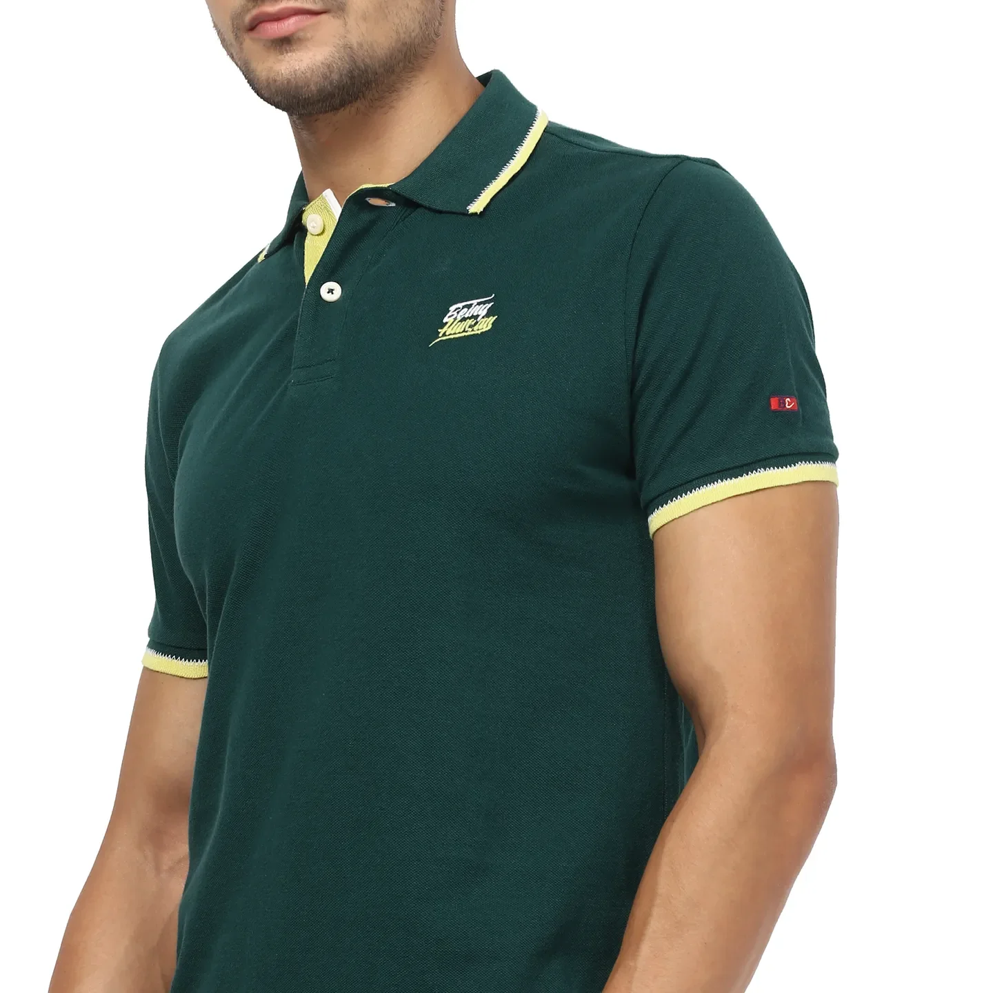 Tropic Green Regular Fit Men's Polo T-Shirt by Being Human Clothing - Image 4