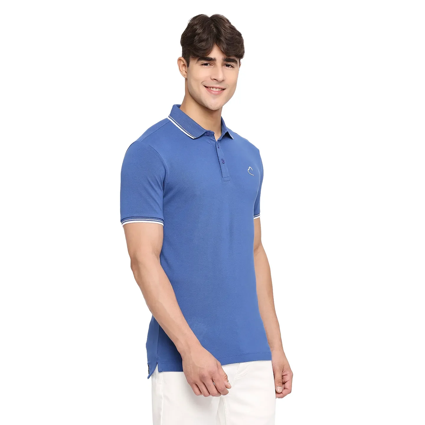 Blue Regular Fit Men's Polo T-shirt by Being Human Clothing - Image 3