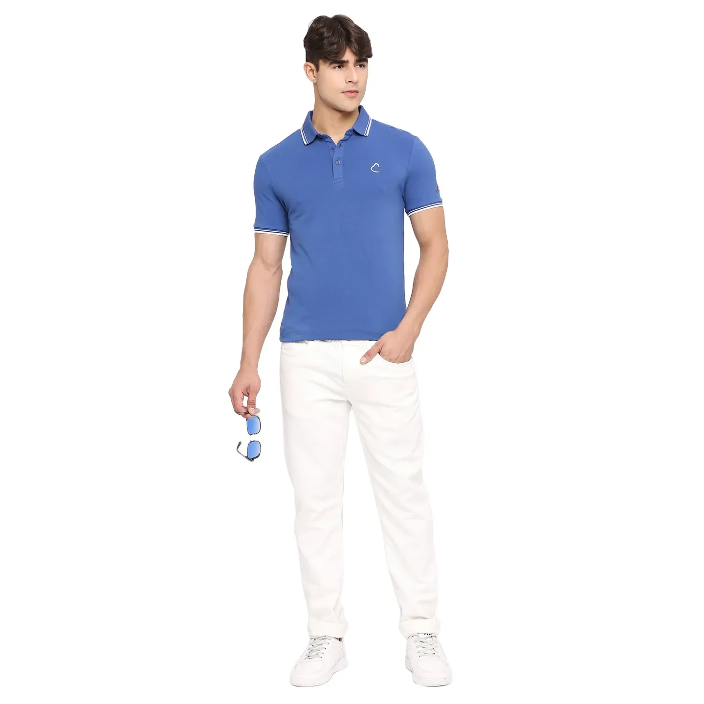 Blue Regular Fit Men's Polo T-shirt by Being Human Clothing - Image 6