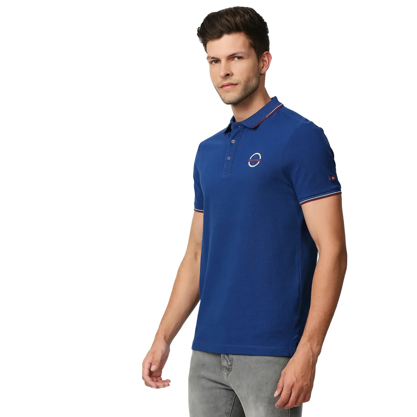 Blue Regular Fit Men's Polo T-Shirt by Being Human Clothing - Image 2