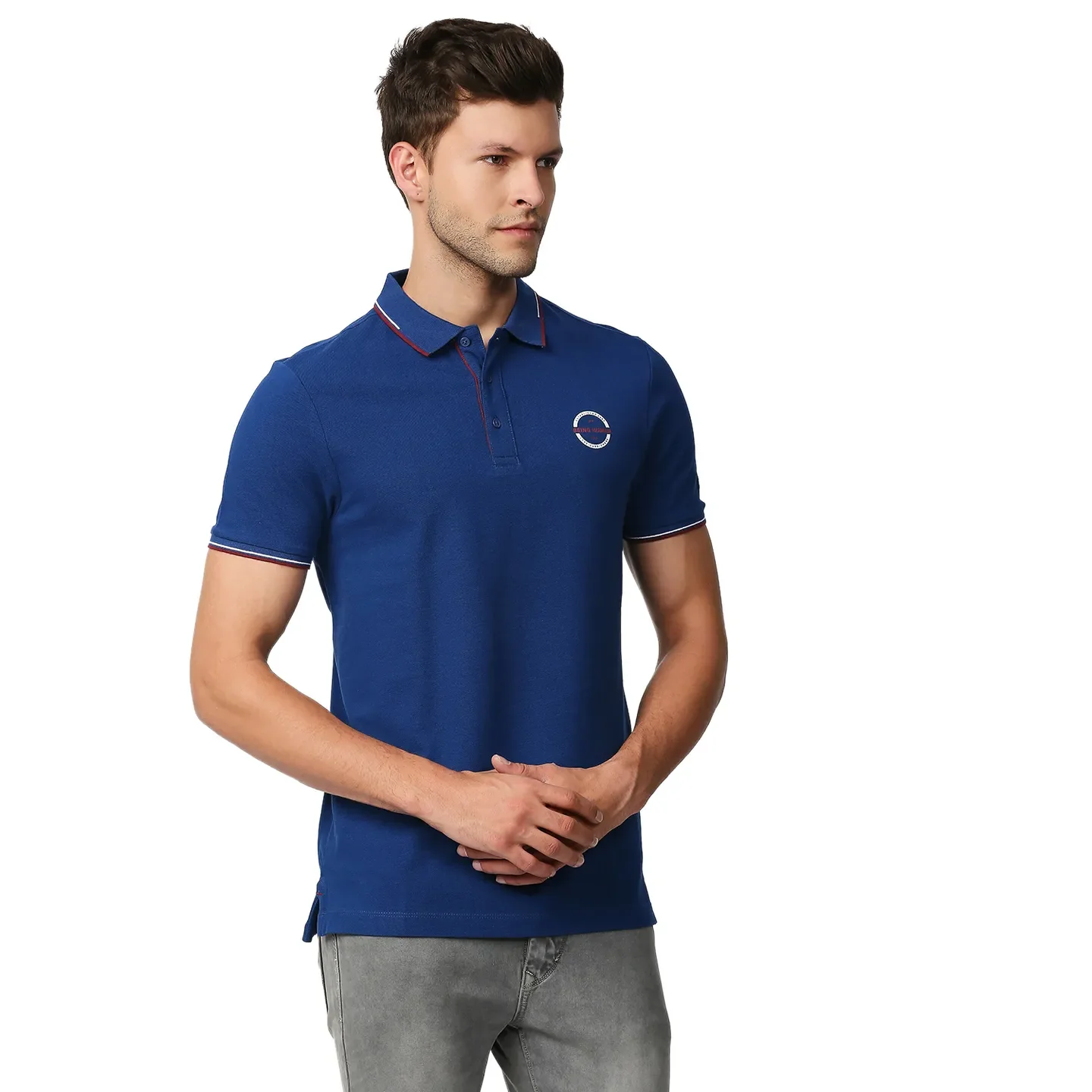 Blue Regular Fit Men's Polo T-Shirt by Being Human Clothing - Image 3