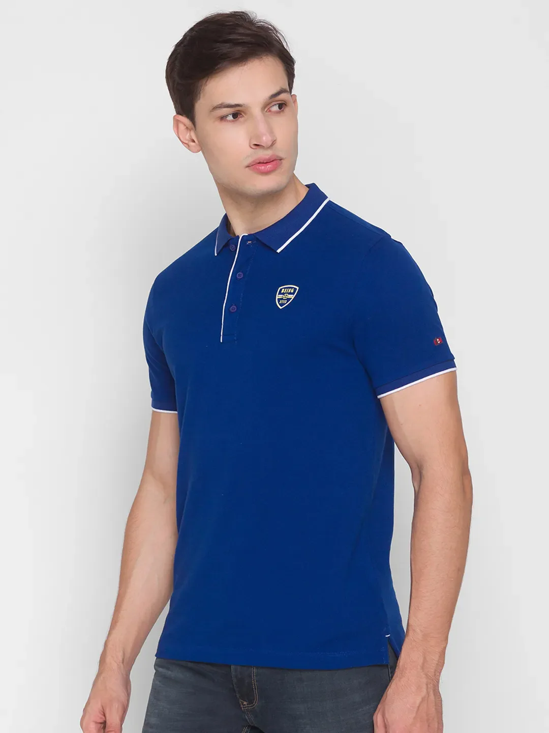Blue Regular Fit Men's Polo T-Shirt by Being Human Clothing - Image 2