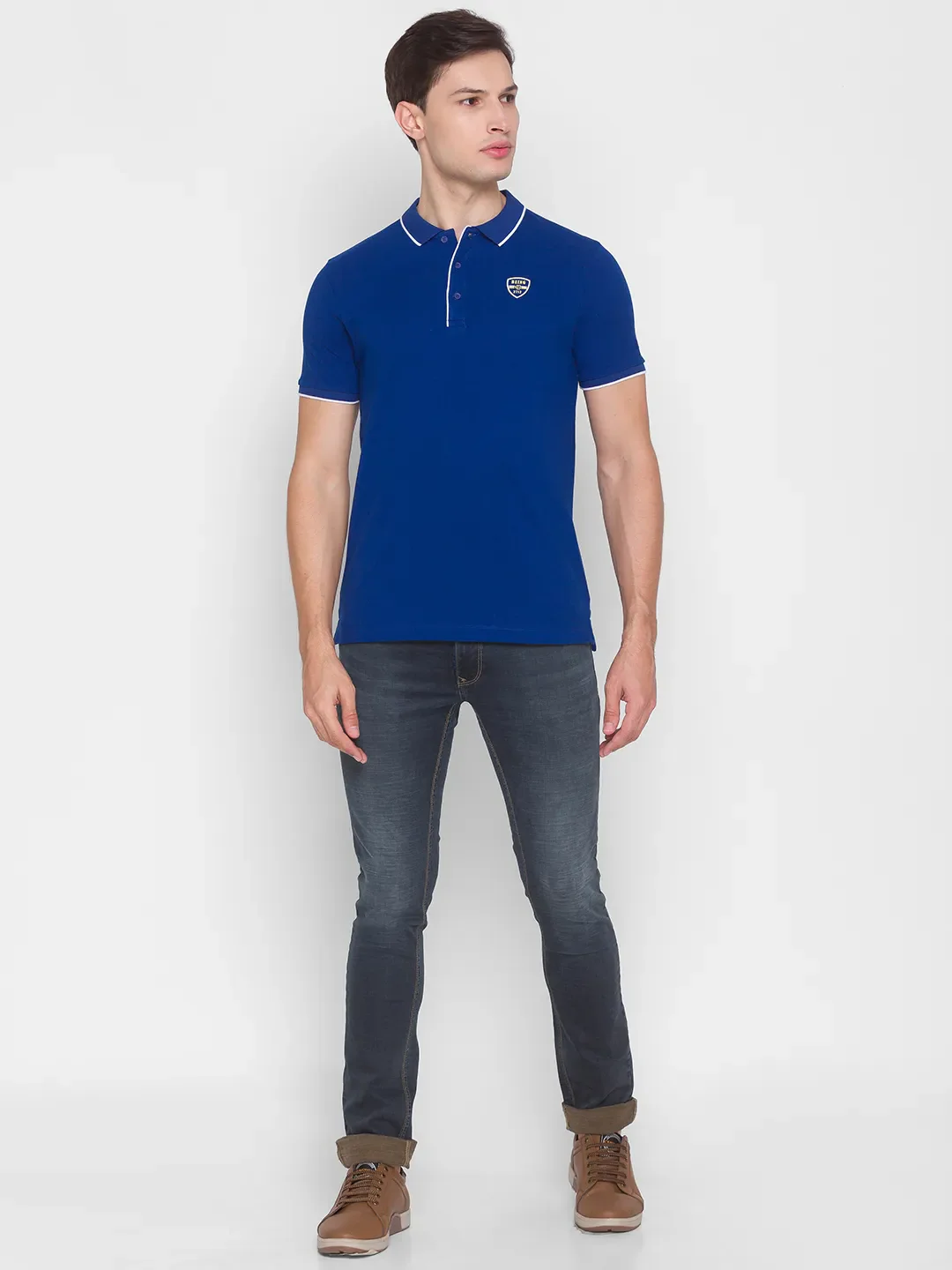 Blue Regular Fit Men's Polo T-Shirt by Being Human Clothing - Image 5