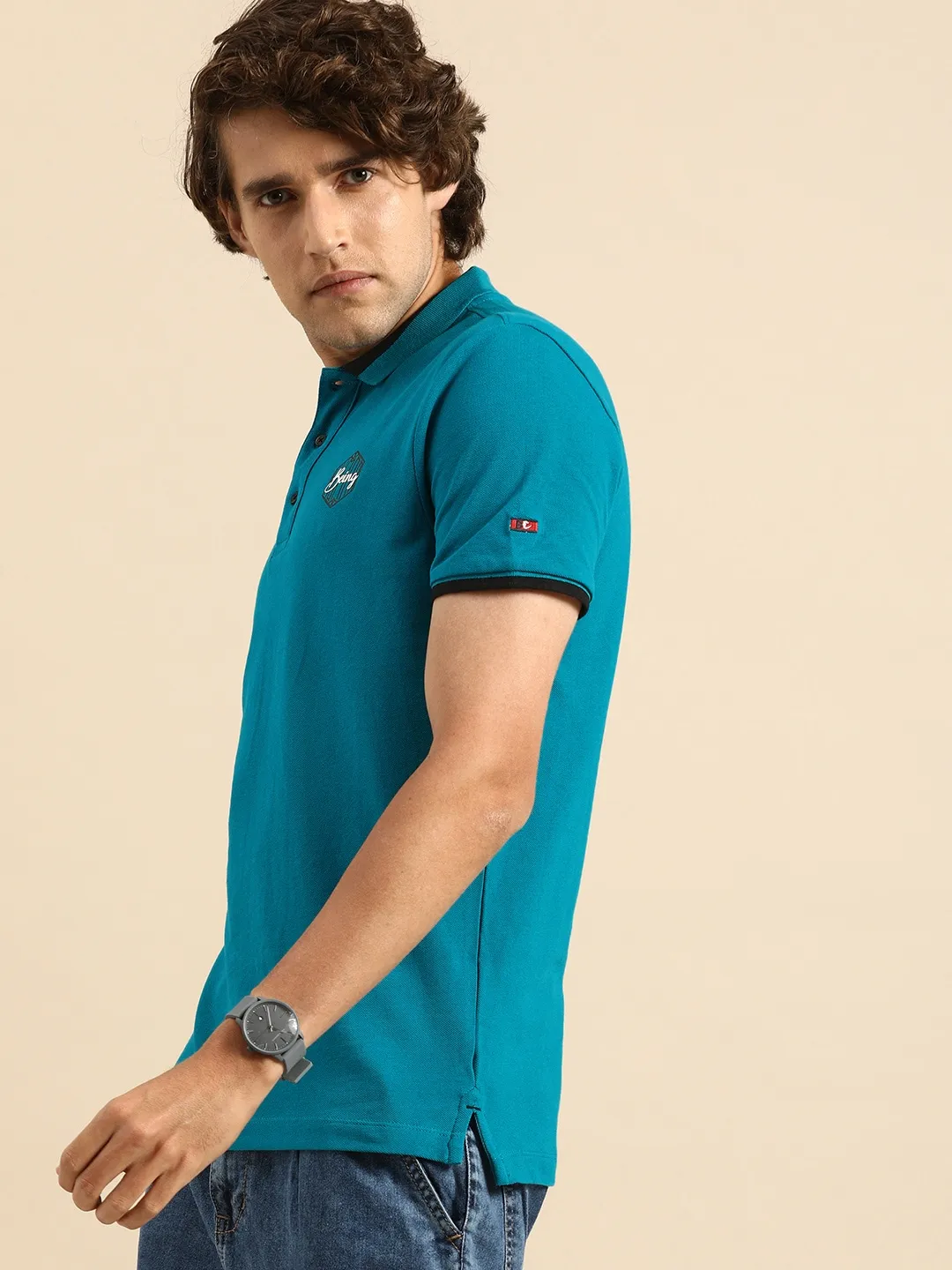 Blue Regular Fit Men's Polo T-Shirt by Being Human Clothing - Image 2