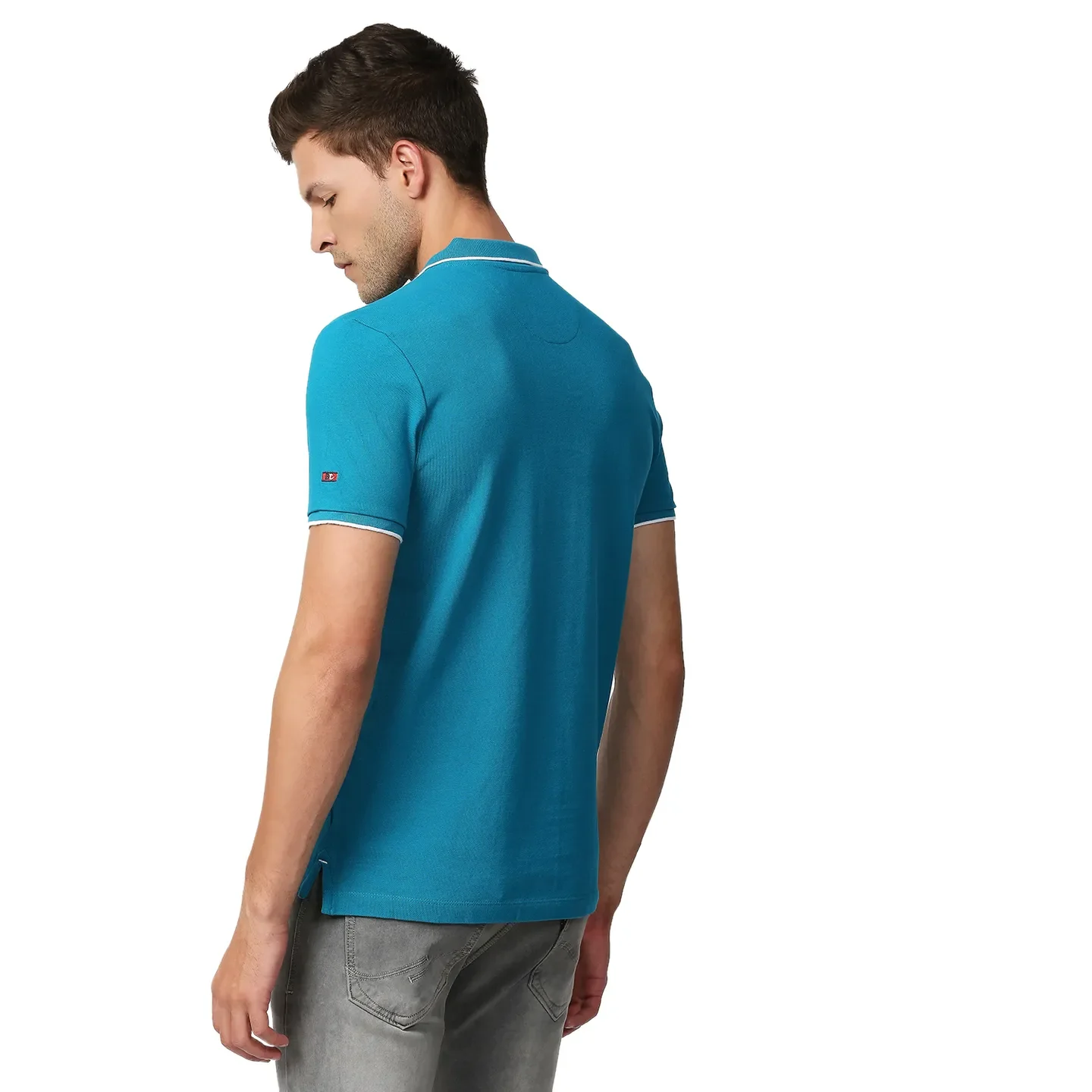 Blue Regular Fit Men's Polo T-Shirt by Being Human Clothing - Image 4