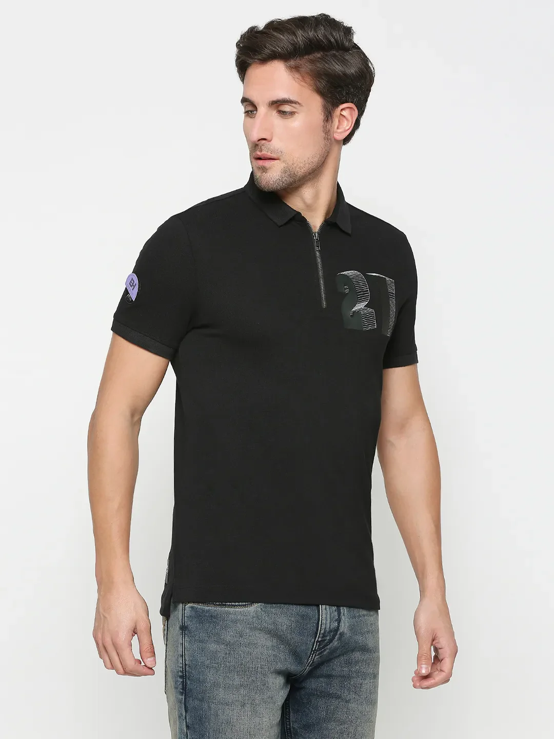 Green Regular Fit Men's Polo T-Shirt by Being Human Clothing - Image 3