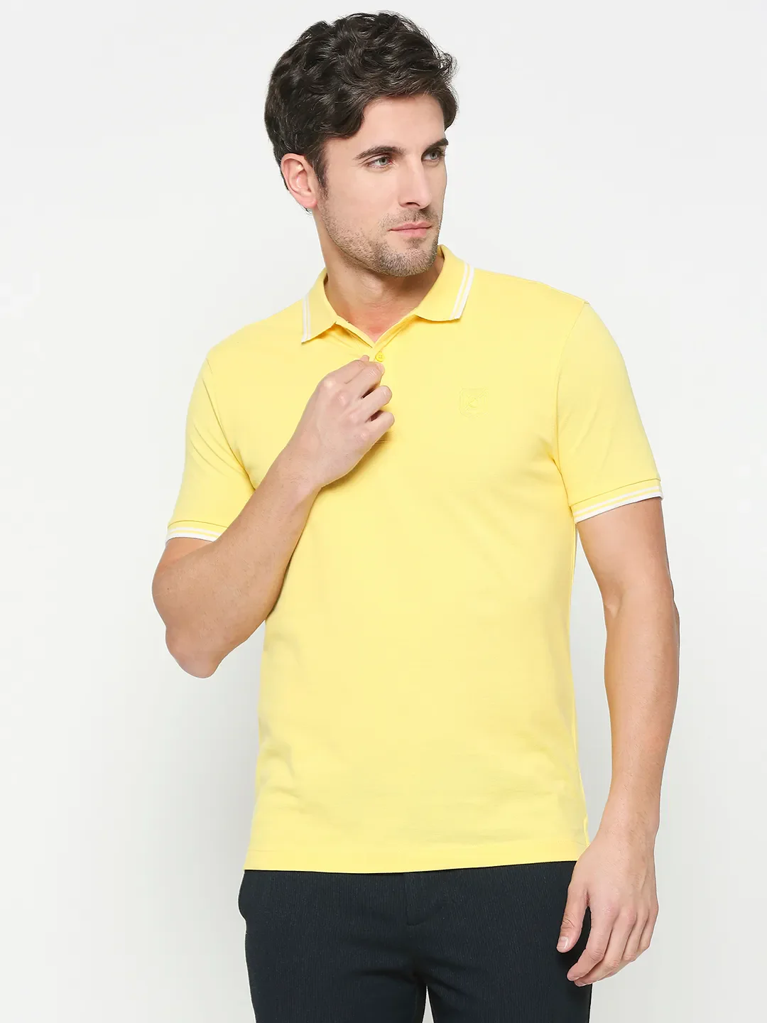 Yellow Regular Fit Men's Polo T-shirt by Being Human Clothing
