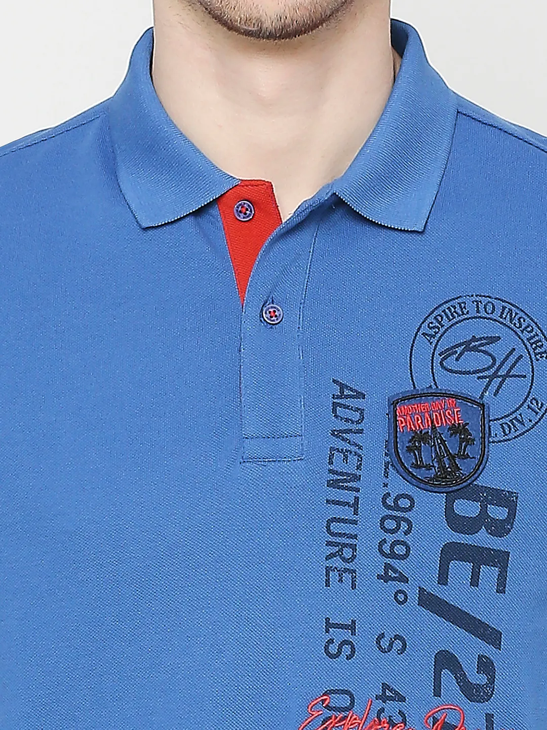 Blue Regular Fit Men's Polo T-Shirt by Being Human Clothing - Image 5