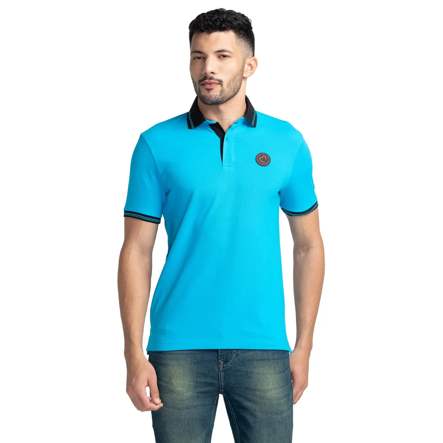 Blue Regular Fit Men's Polo T-Shirt by Being Human Clothing