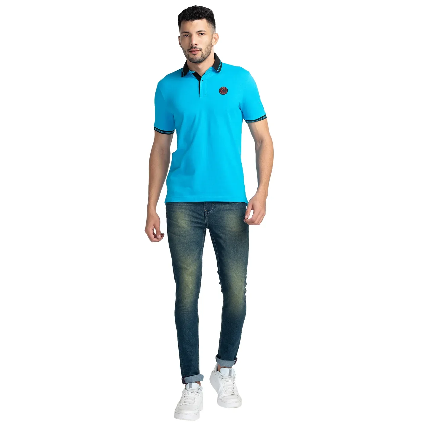Blue Regular Fit Men's Polo T-Shirt by Being Human Clothing - Image 2