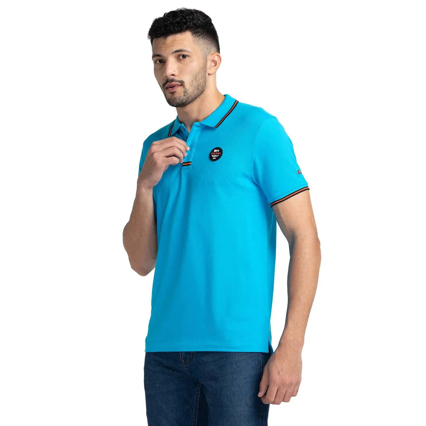 Blue Regular Fit Men's Polo T-Shirt by Being Human Clothing - Image 4