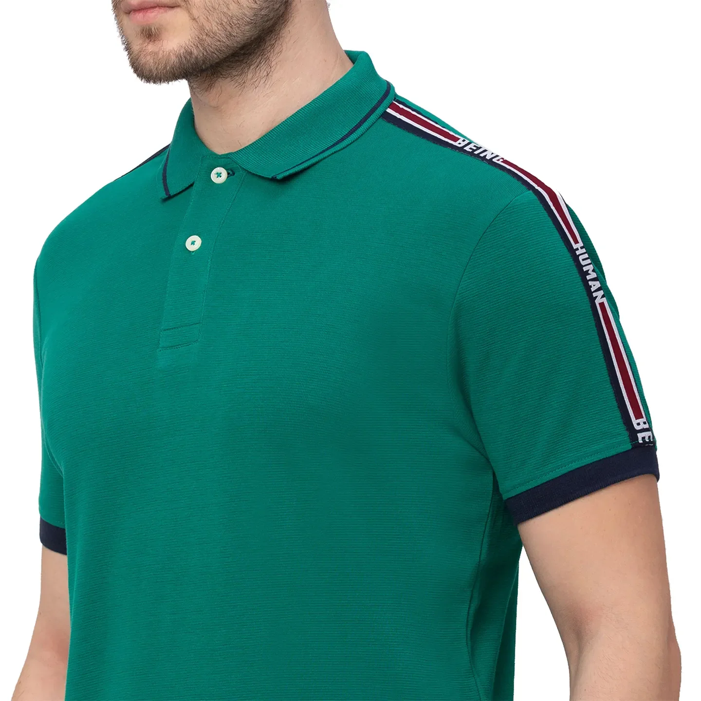 Green Regular Fit Men's Polo T-shirt by Being Human Clothing - Image 3