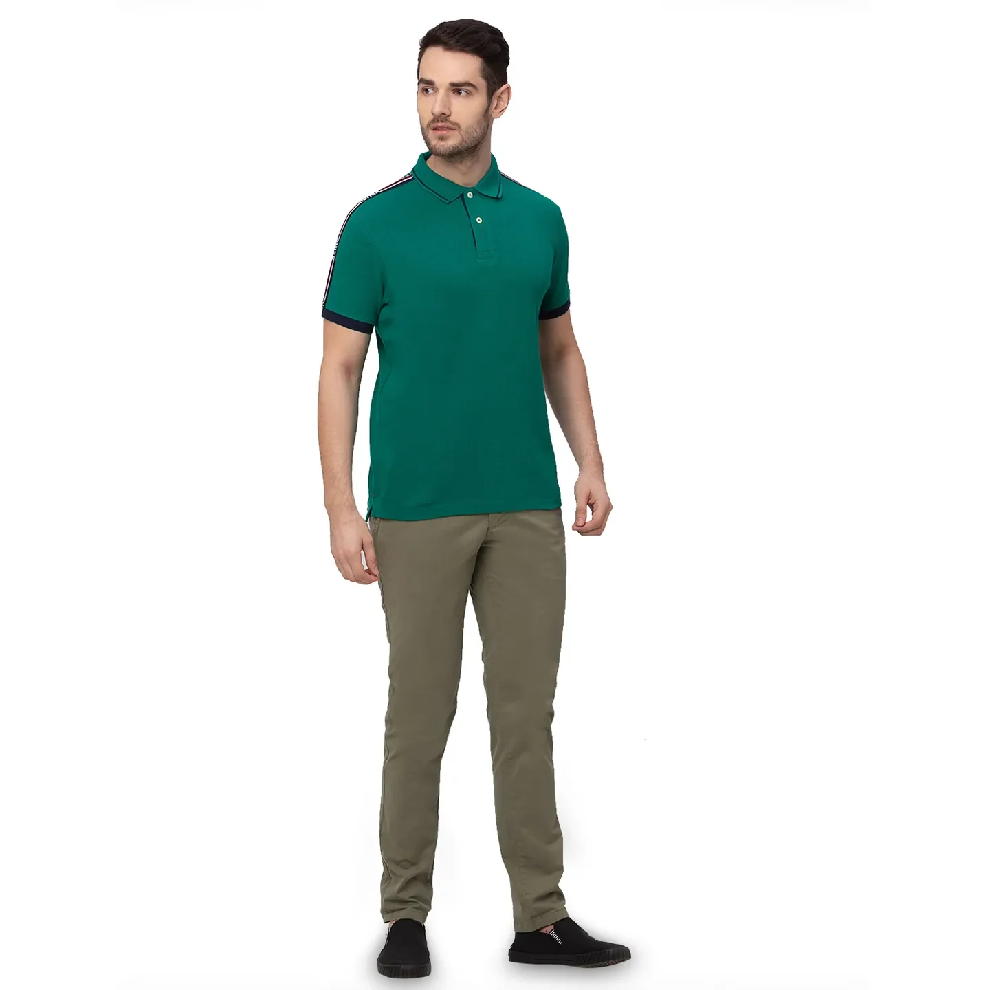 Green Regular Fit Men's Polo T-shirt by Being Human Clothing - Image 4