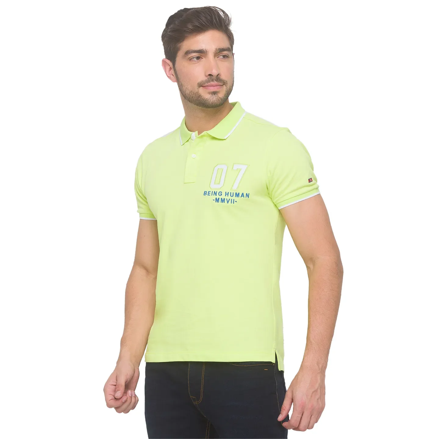 Yellow Regular Fit Men's Polo T-Shirt by Being Human Clothing - Image 3