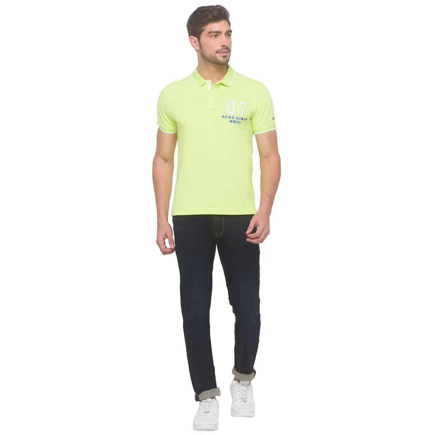 Yellow Regular Fit Men's Polo T-Shirt by Being Human Clothing - Image 5