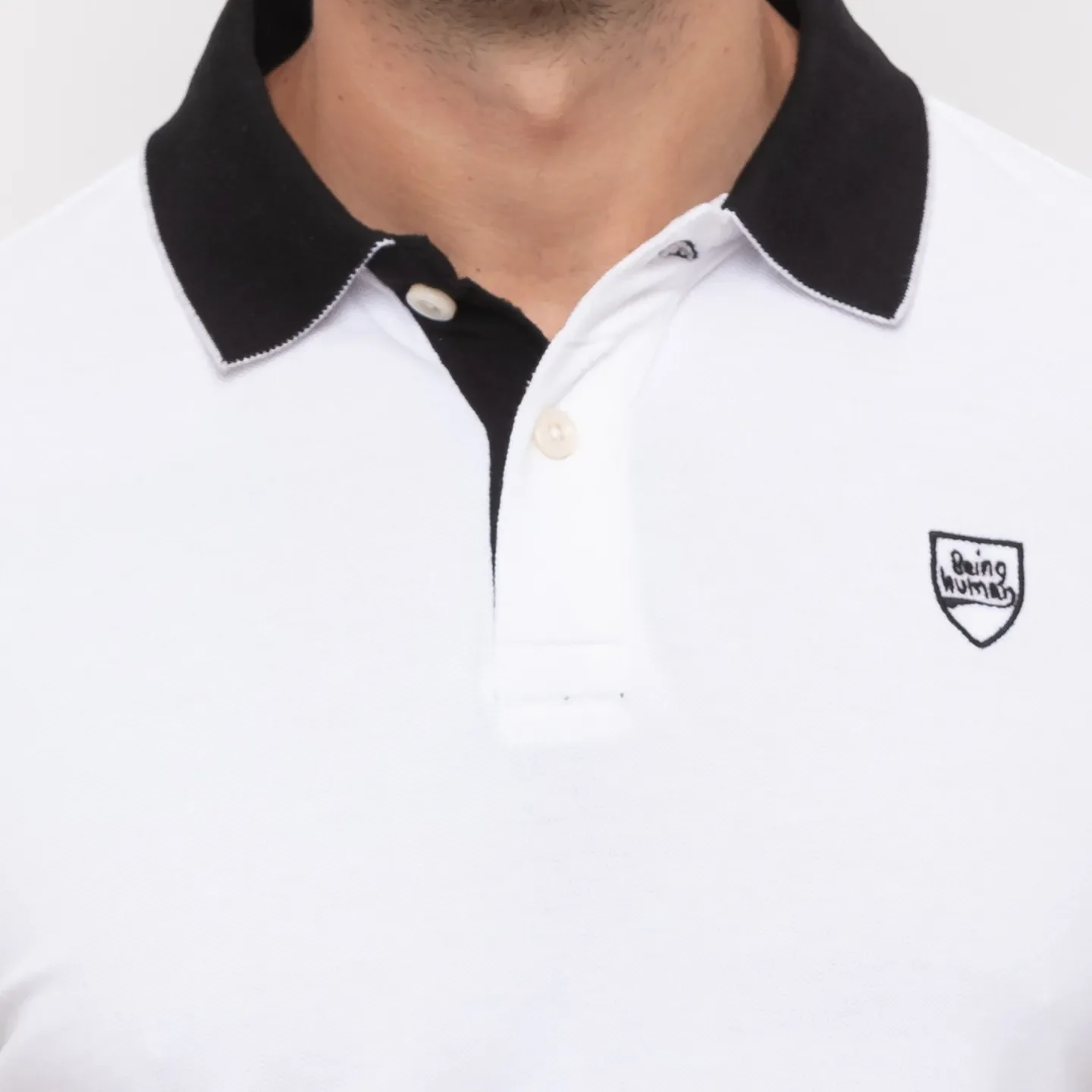 White Regular Fit Men's Polo T-Shirt by Being Human Clothing - Image 5