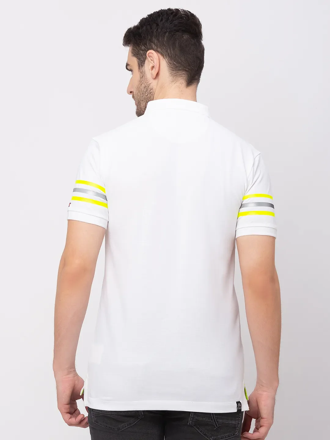 White Regular Fit Men's Polo T-Shirt by Being Human Clothing - Image 2