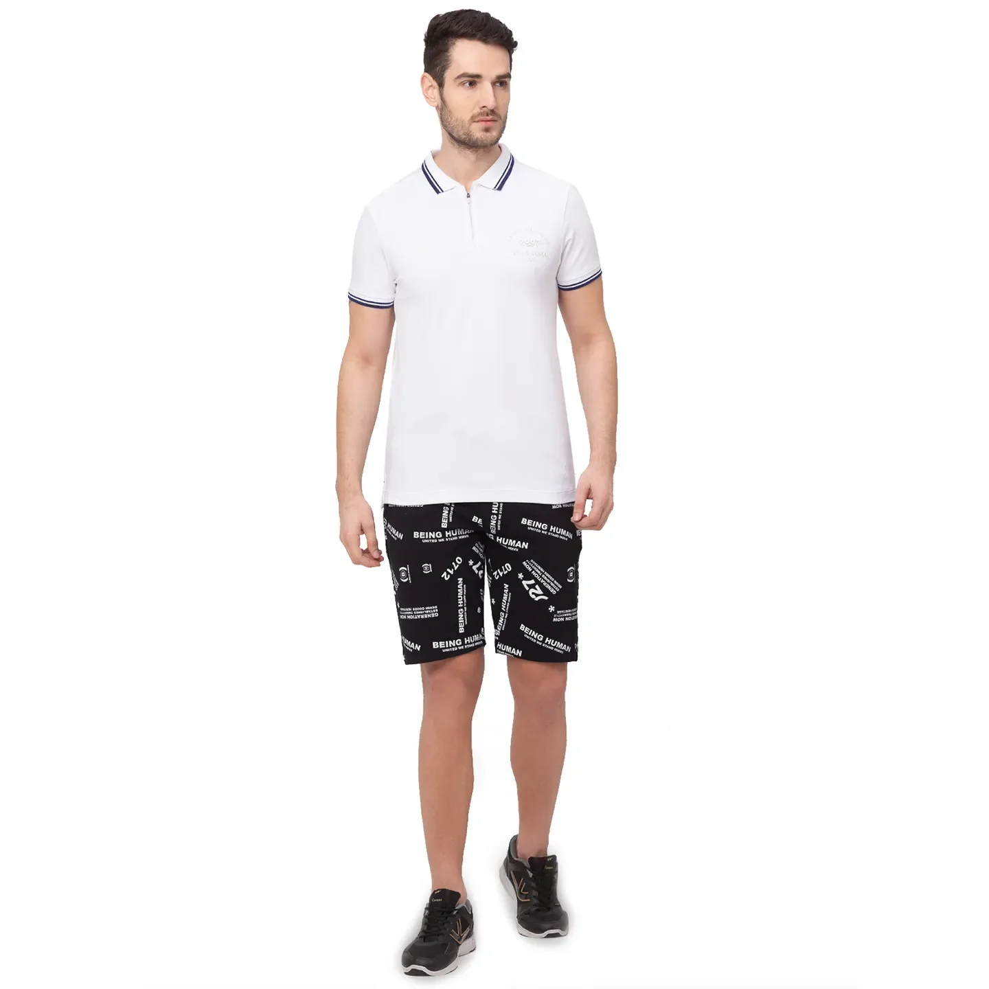 White Regular Fit Men's Polo T-Shirt by Being Human Clothing - Image 6
