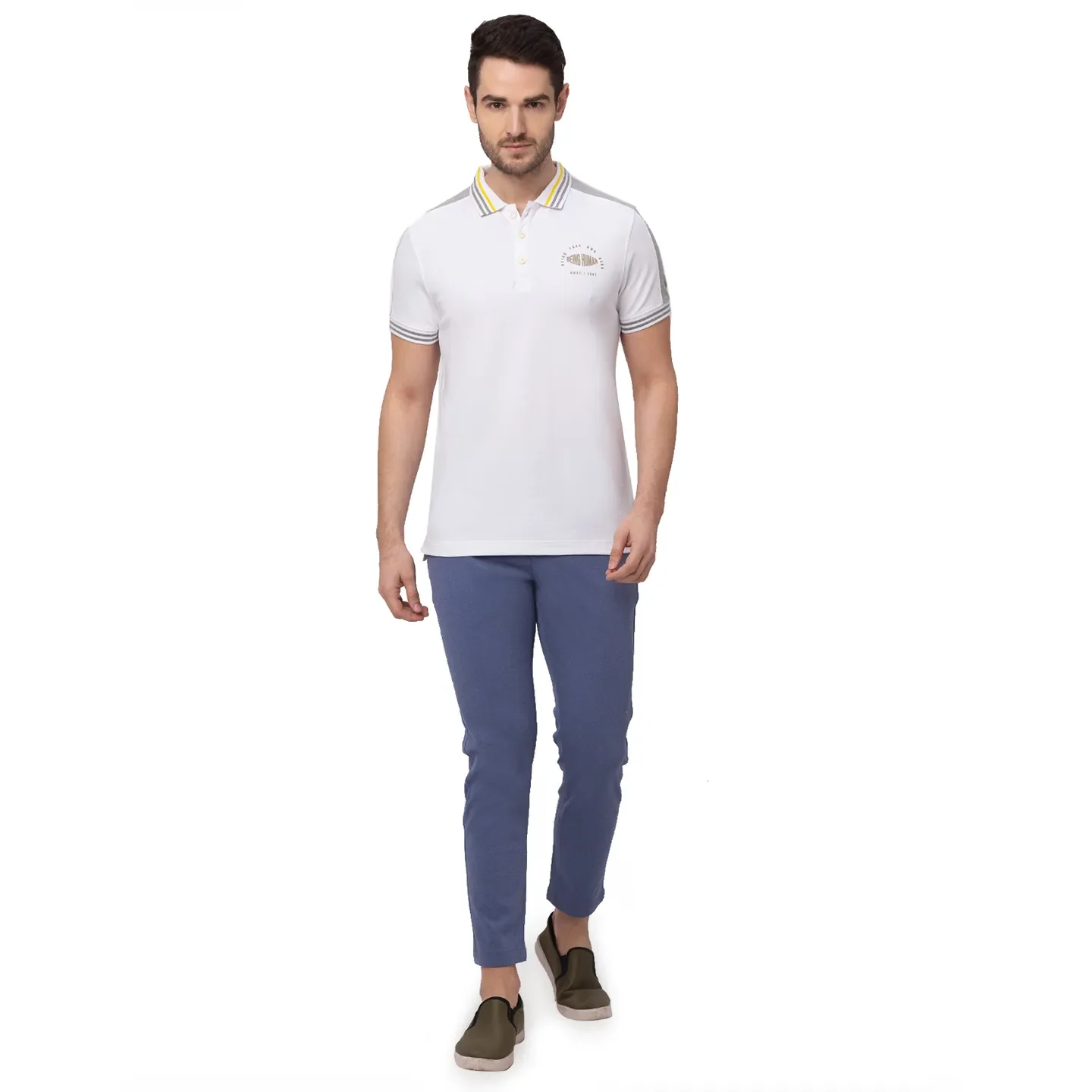 White Regular Fit Men's Polo T-Shirt by Being Human Clothing - Image 6