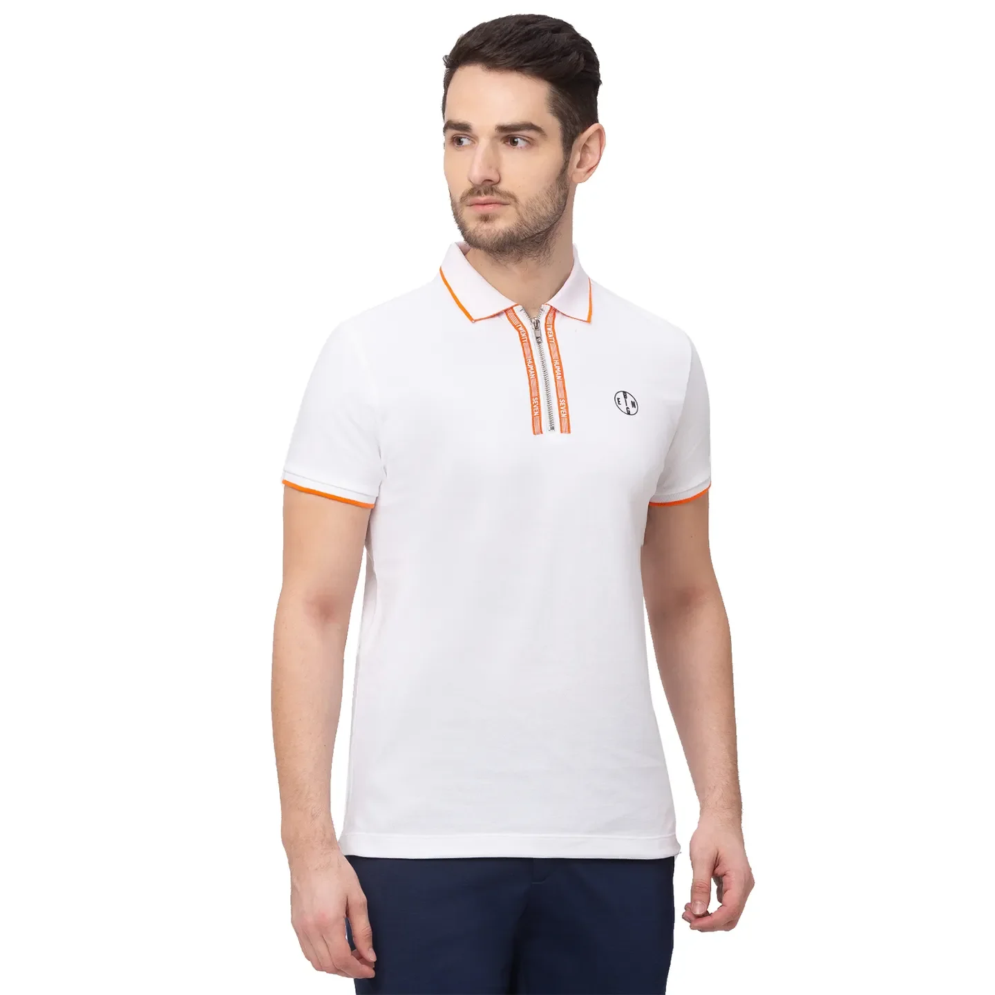 White Regular Fit Men's Polo T-Shirt by Being Human Clothing