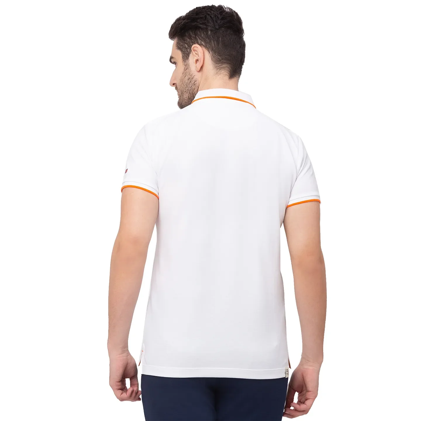 White Regular Fit Men's Polo T-Shirt by Being Human Clothing - Image 2
