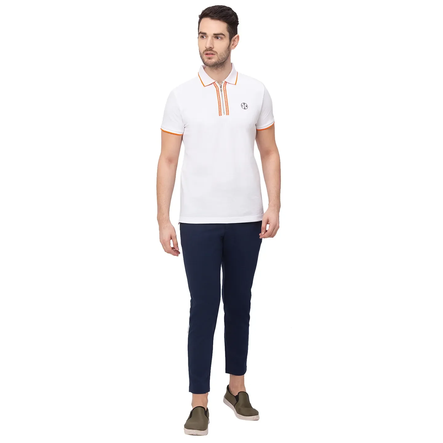 White Regular Fit Men's Polo T-Shirt by Being Human Clothing - Image 6