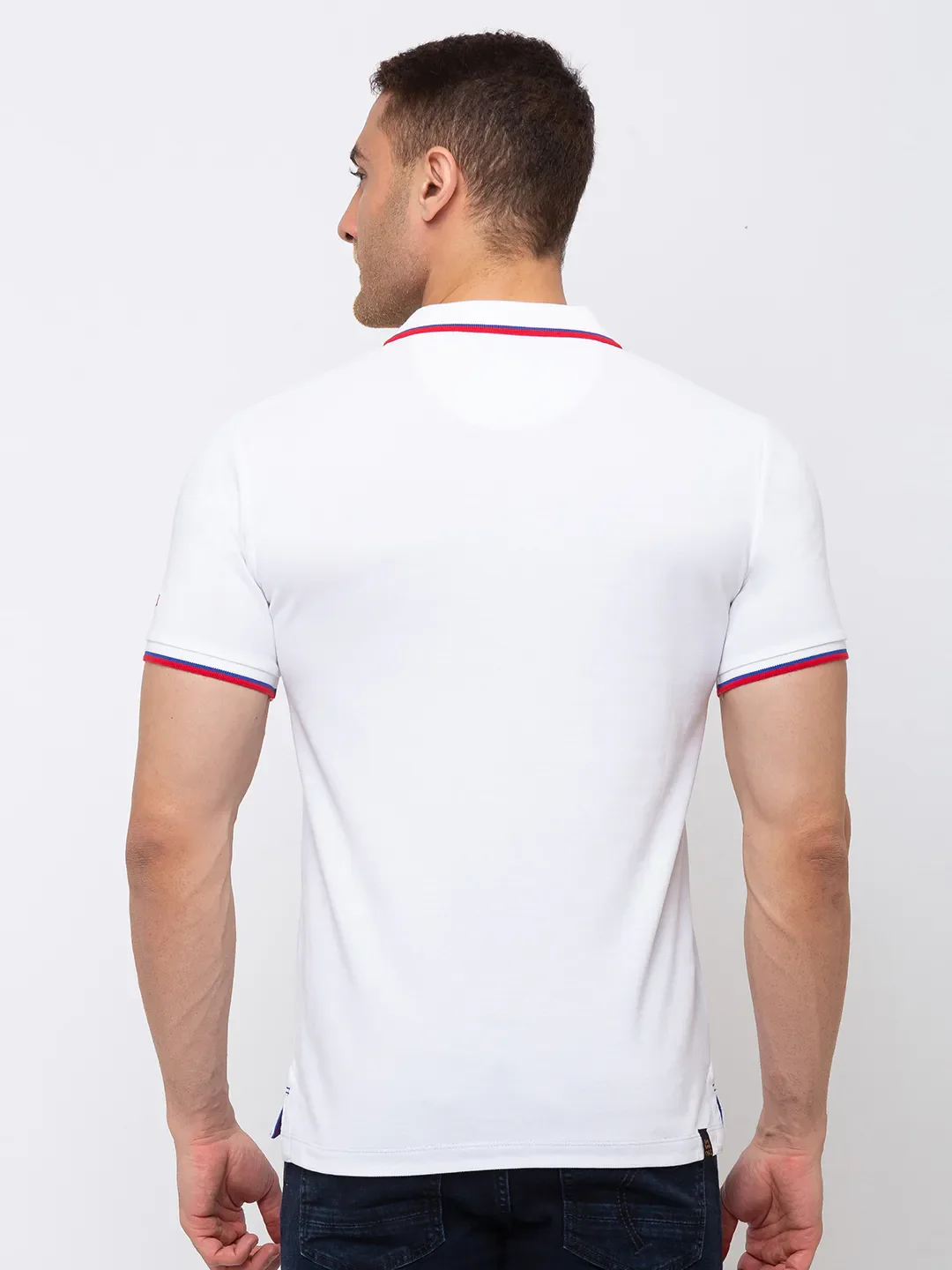 White Regular Fit Men's Polo T-Shirt by Being Human Clothing - Image 3