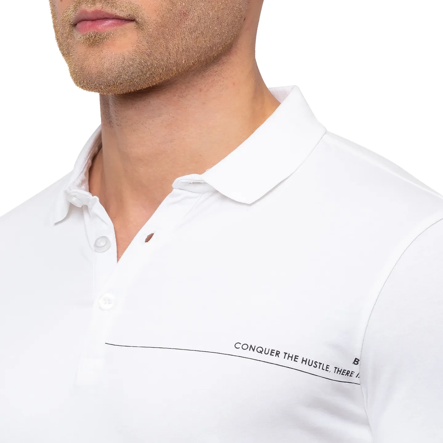 White Regular Fit Men's Polo T-shirt by Being Human Clothing - Image 5