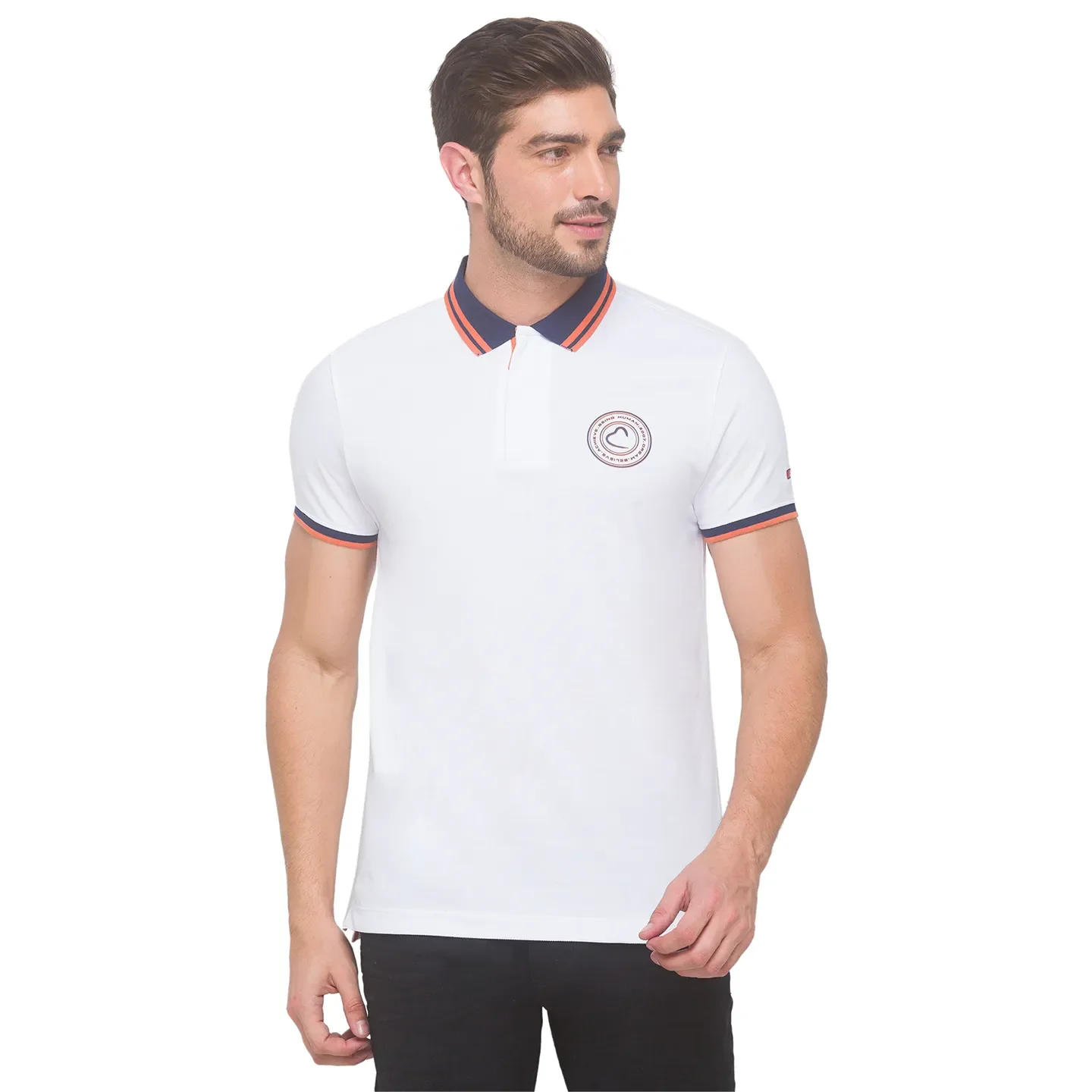 White Regular Fit Men's Polo T-Shirt by Being Human Clothing