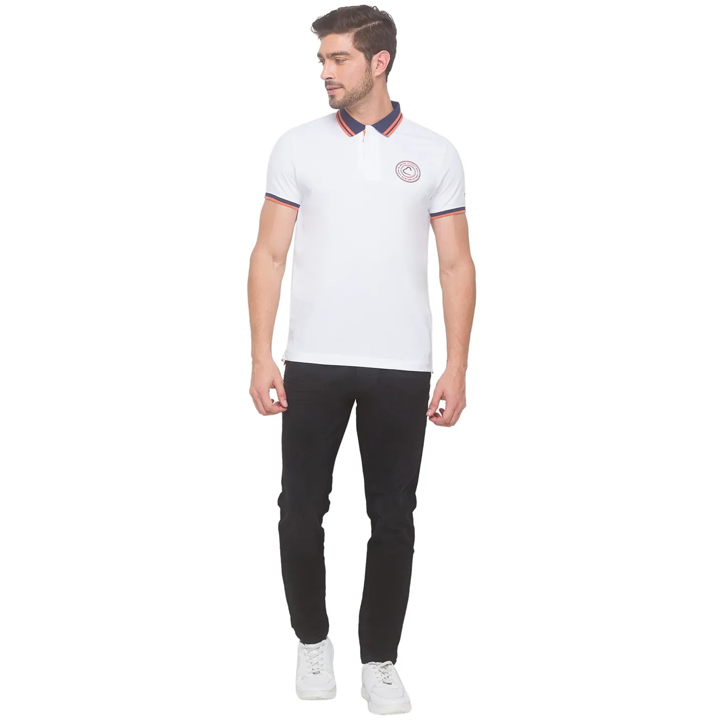 White Regular Fit Men's Polo T-Shirt by Being Human Clothing - Image 4
