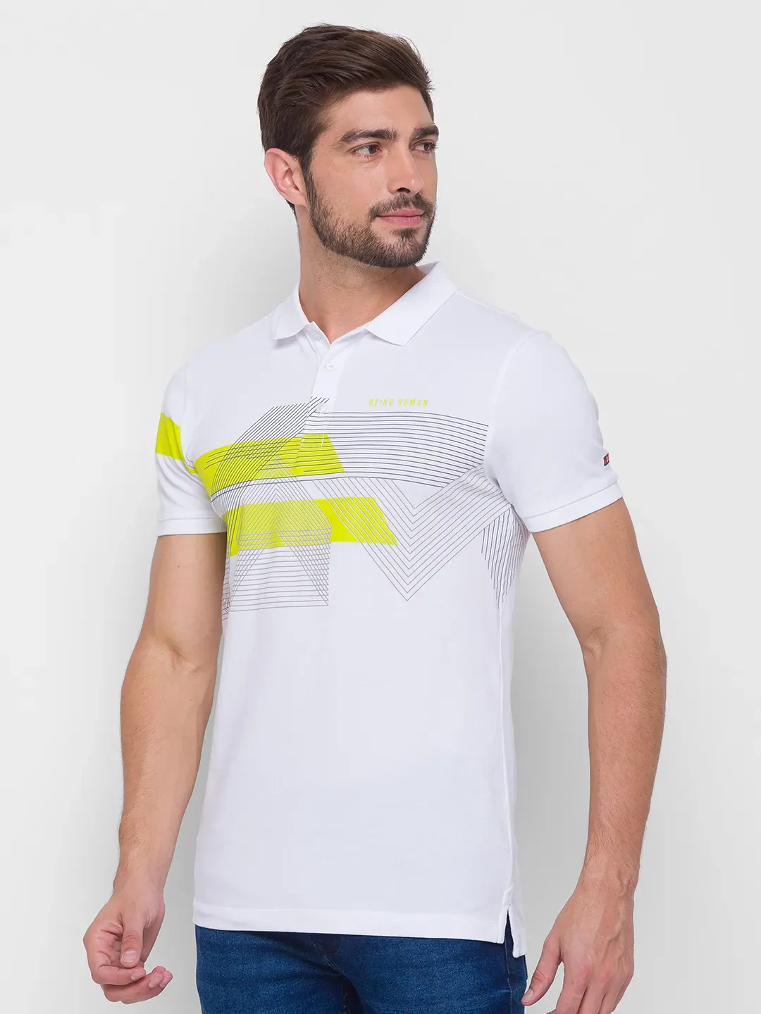 White Regular Fit Men's Polo T-Shirt by Being Human Clothing - Image 4