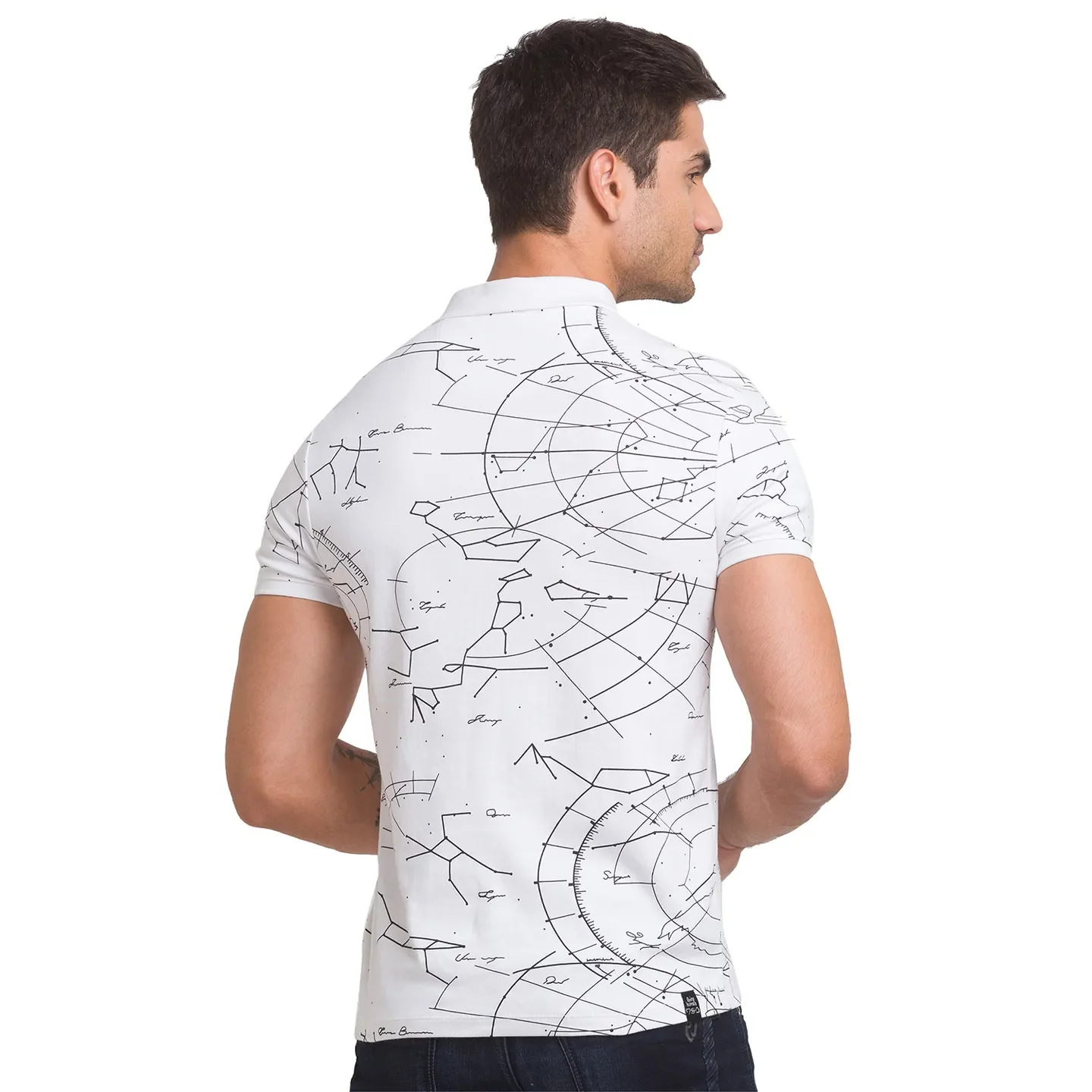 White Regular Fit Men's Polo T-Shirt by Being Human Clothing - Image 3
