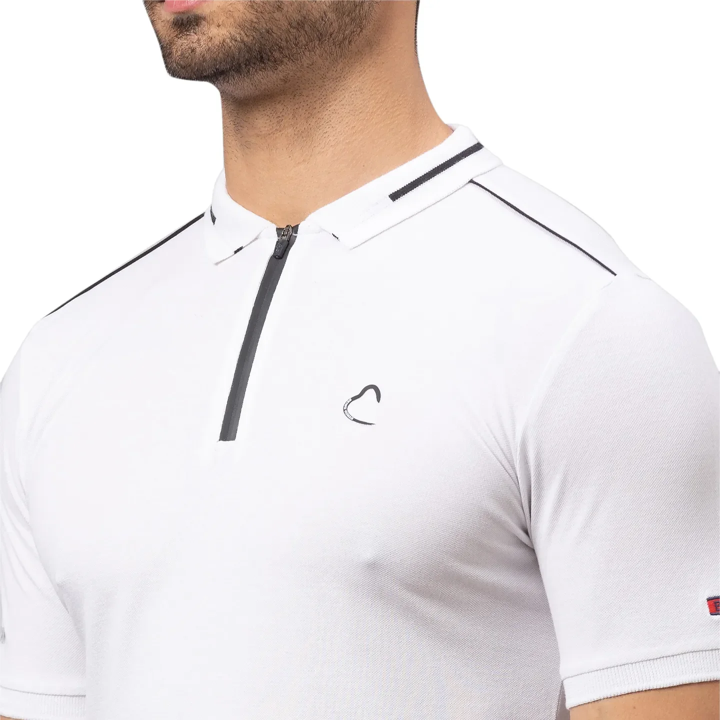 White Regular Fit Men's Polo T-Shirt by Being Human Clothing - Image 5