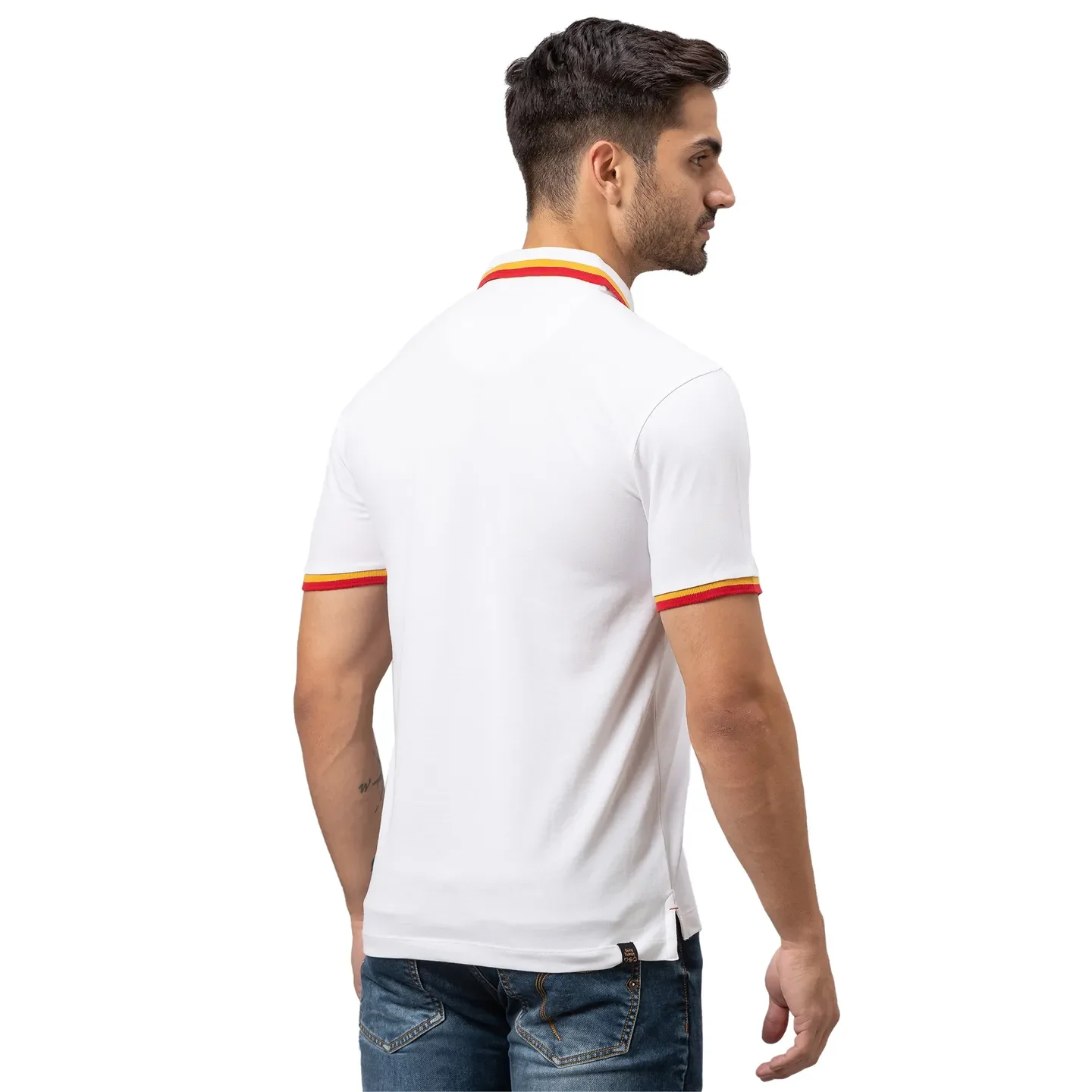 White Regular Fit Men's Polo T-Shirt by Being Human Clothing - Image 3