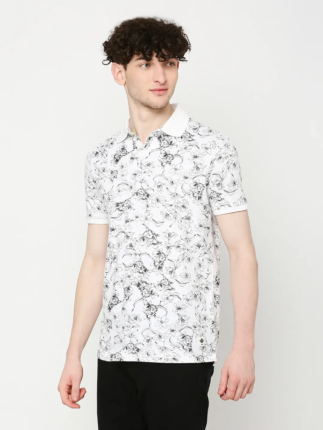 White Regular Fit Men's Polo T-Shirt by Being Human Clothing - Image 2