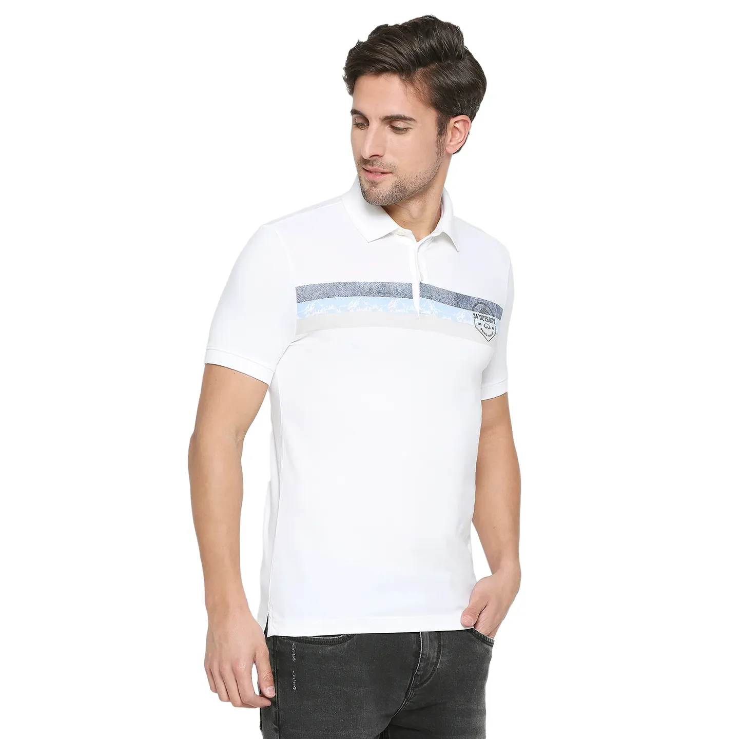 White Regular Fit Men's Polo T-Shirt by Being Human Clothing - Image 3