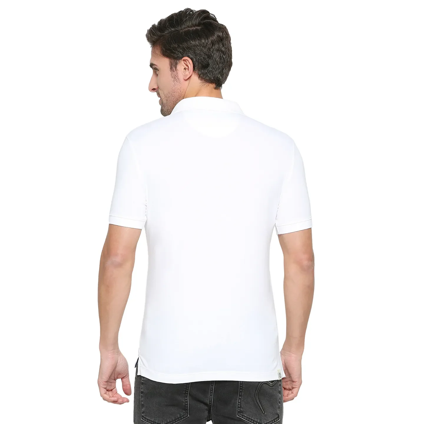 White Regular Fit Men's Polo T-Shirt by Being Human Clothing - Image 4