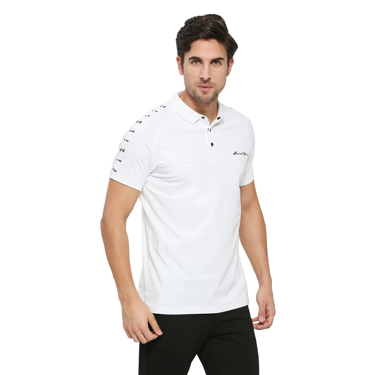 White Regular Fit Men's Polo T-Shirt by Being Human Clothing - Image 3