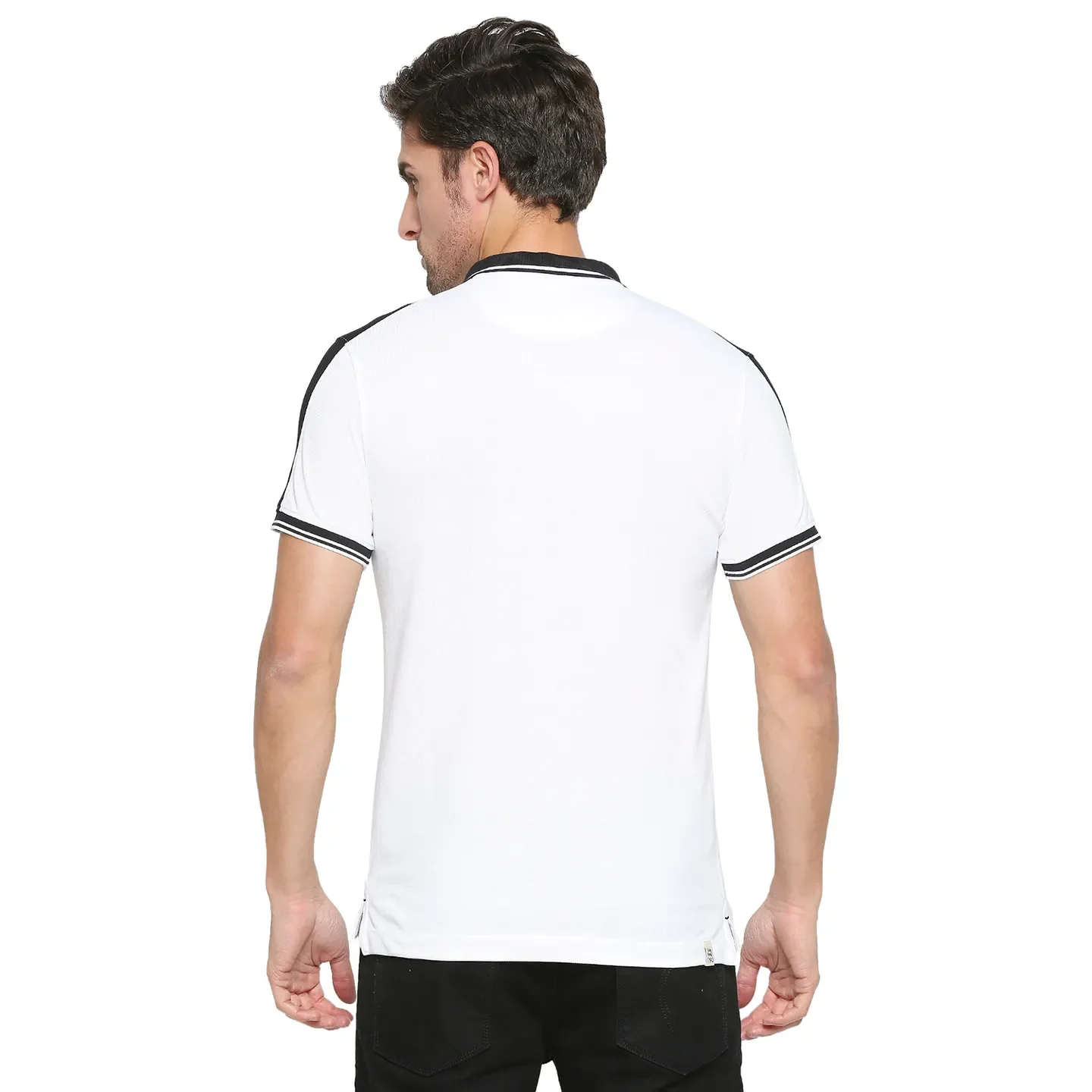 White Regular Fit Men's Polo T-Shirt by Being Human Clothing - Image 4