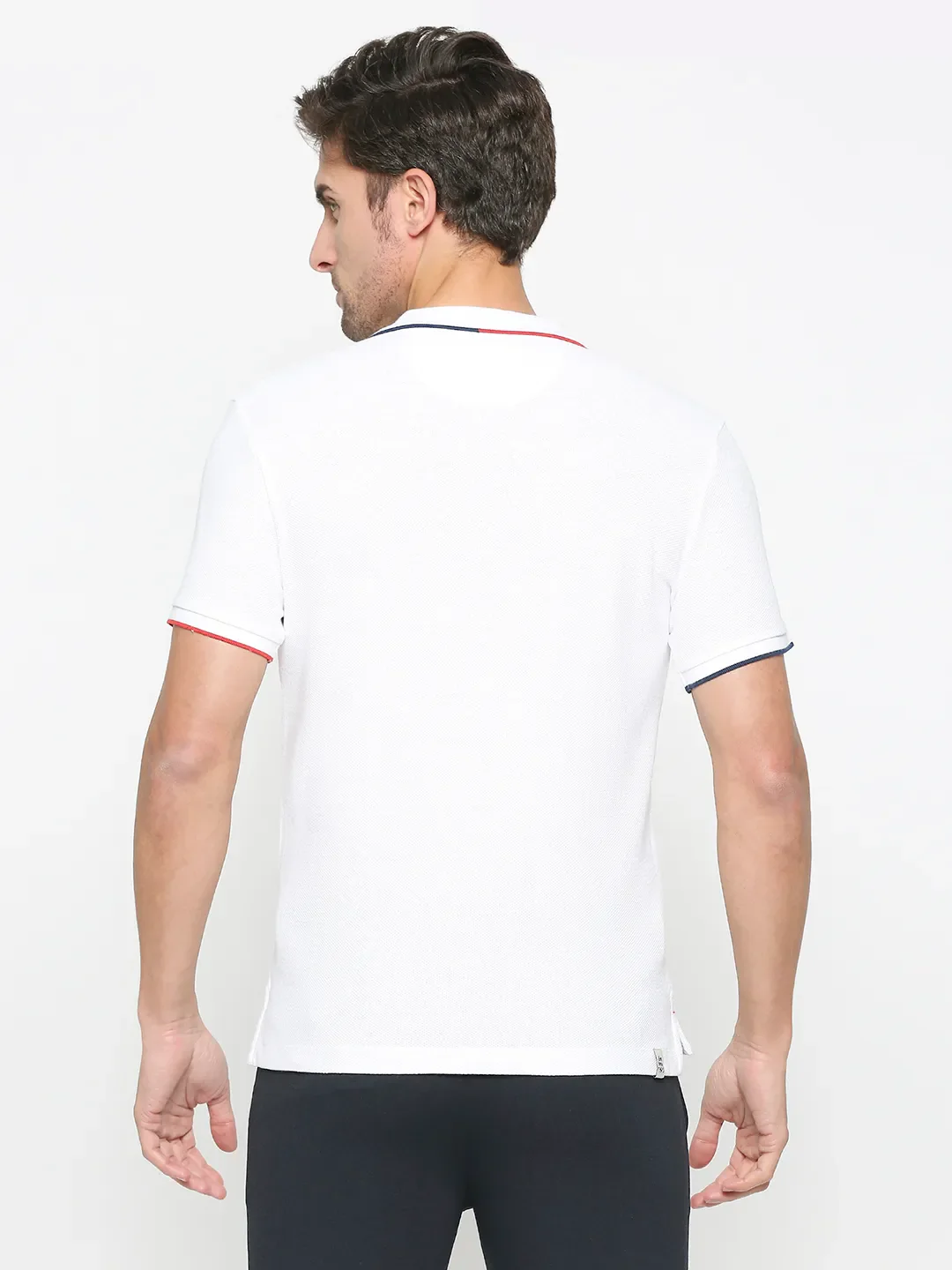 White Regular Fit Men's Polo T-Shirt by Being Human Clothing - Image 4