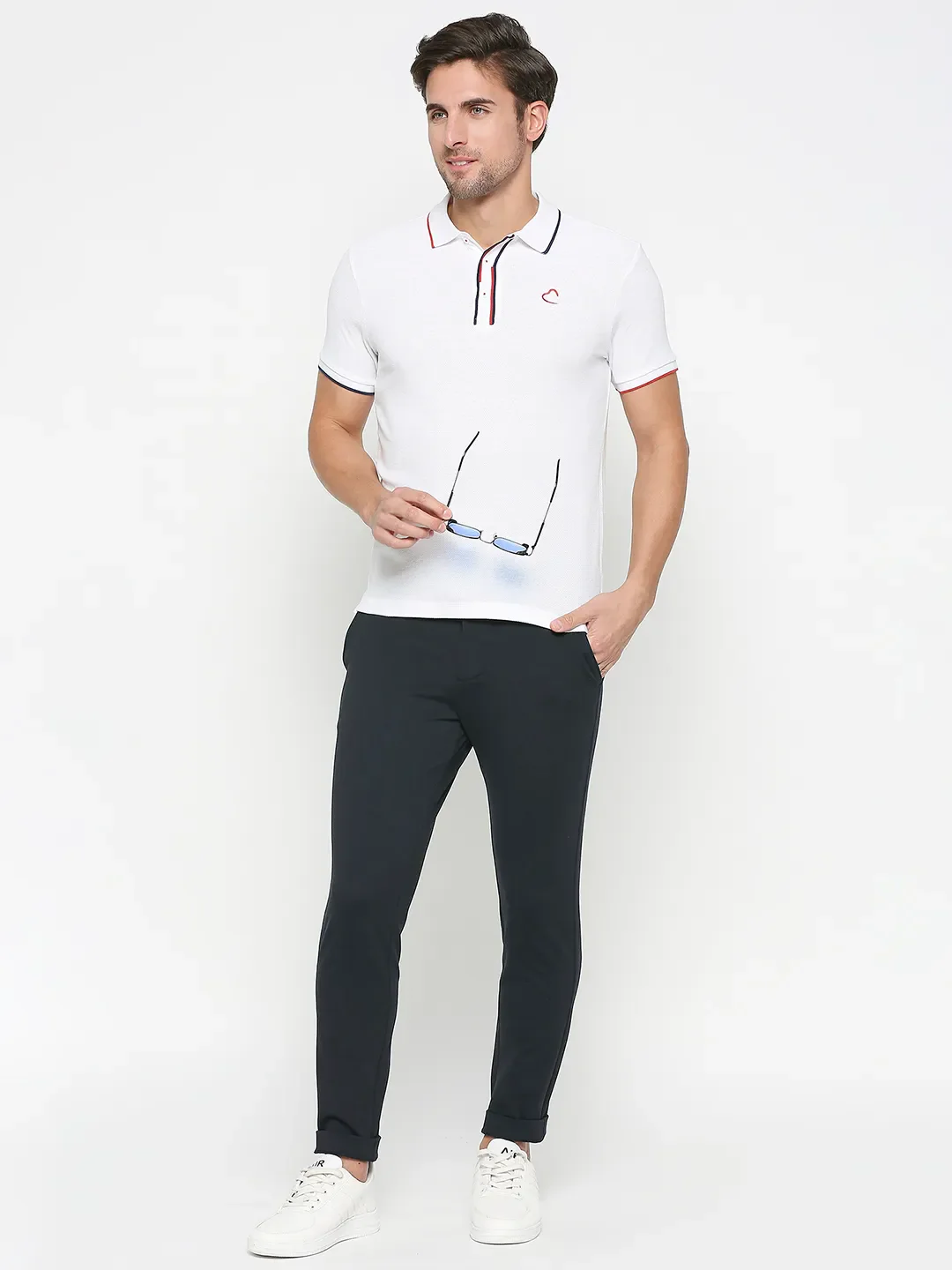 White Regular Fit Men's Polo T-Shirt by Being Human Clothing - Image 6